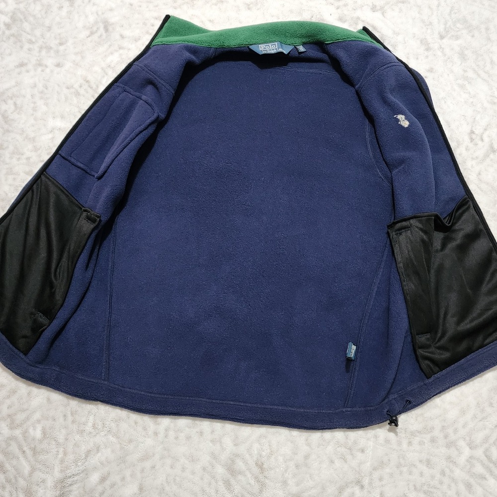 Vintage Polo Ralph Lauren Vest Men's Sz M Fleece Pony Logo Preppy Blue Green - Picture 3 of 10